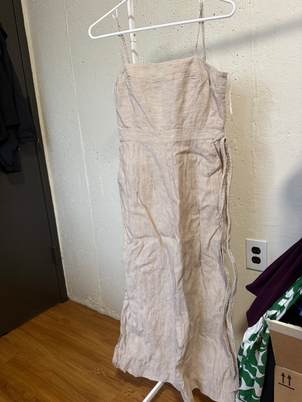 J. Crew Beige Linen-Strap Maxi Dress